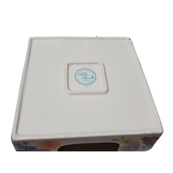 Pioneer Woman Flea Market Stoneware Napkin Holder 7.75" Square Floral Flower - Picture 3 of 4